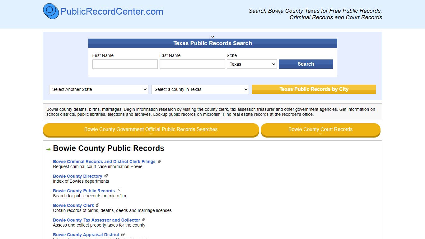 Bowie County Texas Free Public Records - Court Records ...