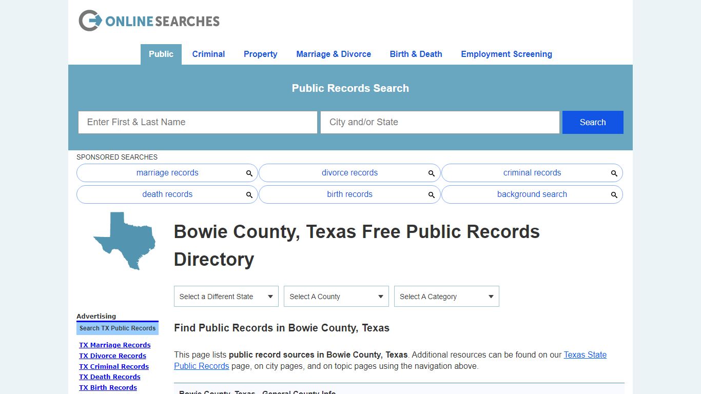Bowie County, Texas Public Records Directory