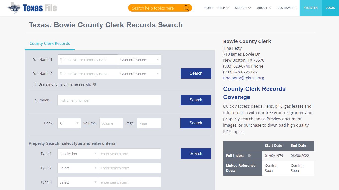Bowie County Clerk Records Search | TexasFile